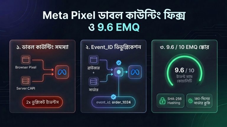 WooCommerce-এ Meta Pixel ডাবল কাউন্টিং ও Event_ID ডিডুপ্লিকেশন ঠিক করে ৯.৬ EMQ পাওয়ার উপায়